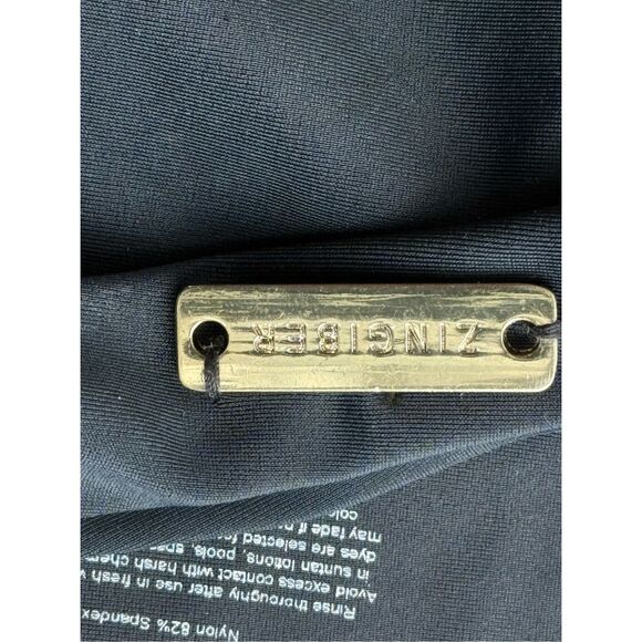 Zingiber Women's One Sided Halter Top & Bikini Bottom 2Pc Set Black Size 10 NWOT - Picture 6 of 7